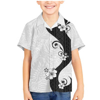 Polynesia Hibiscus Family Matching Mermaid Dress and Hawaiian Shirt White Curve Motif - Polynesian Pride