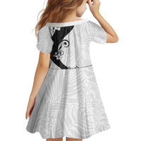 Polynesia Hibiscus Family Matching Off The Shoulder Long Sleeve Dress and Hawaiian Shirt White Curve Motif - Polynesian Pride