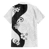 Polynesia Hibiscus Family Matching Off The Shoulder Long Sleeve Dress and Hawaiian Shirt White Curve Motif - Polynesian Pride