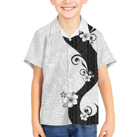 Polynesia Hibiscus Family Matching Summer Maxi Dress and Hawaiian Shirt White Curve Motif - Polynesian Pride