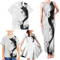 Polynesia Hibiscus Family Matching Tank Maxi Dress and Hawaiian Shirt White Curve Motif - Polynesian Pride