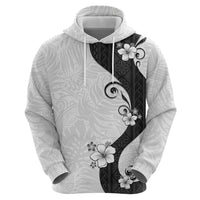 Polynesia Hibiscus Hoodie White Curve Motif - Polynesian Pride