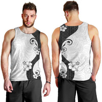 Polynesia Hibiscus Men Tank Top White Curve Motif - Polynesian Pride