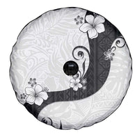 Polynesia Hibiscus Spare Tire Cover White Curve Motif - Polynesian Pride