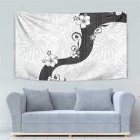 Polynesia Hibiscus Tapestry White Curve Motif - Polynesian Pride
