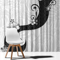 Polynesia Hibiscus Window Curtain White Curve Motif - Polynesian Pride