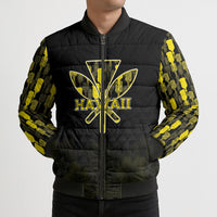 Personalised Aloha Hawaii Kahili Bomber Puffer Jacket Kanaka Maoli With Kakau Pattern