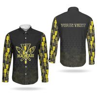 Personalised Aloha Hawaii Kahili Couples Matching Short Sleeve Bodycon Dress and Long Sleeve Button Shirt Kanaka Maoli With Kakau Pattern LT05 - Polynesian Pride