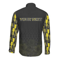 Personalised Aloha Hawaii Kahili Long Sleeve Button Shirt Kanaka Maoli With Kakau Pattern