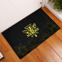 Aloha Hawaii Kahili Rubber Doormat Kanaka Maoli With Kakau Pattern