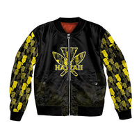 Personalised Aloha Hawaii Kahili Sleeve Zip Bomber Jacket Kanaka Maoli With Kakau Pattern