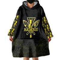 Personalised Aloha Hawaii Kahili Wearable Blanket Hoodie Kanaka Maoli With Kakau Pattern