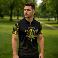 Personalised Aloha Hawaii Kahili Zipper Polo Shirt Kanaka Maoli With Kakau Pattern