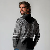 Philippines Igorot Tribal Inspired Long Sleeve Polo Shirt Black Version
