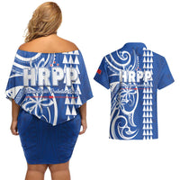 Samoa HRPP Party Couples Matching Off Shoulder Short Dress and Hawaiian Shirt Polynesian Pattern - Polynesian Pride