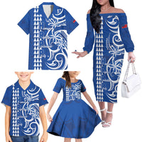Samoa HRPP Party Family Matching Off The Shoulder Long Sleeve Dress and Hawaiian Shirt Polynesian Pattern - Polynesian Pride