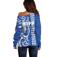Samoa HRPP Party Off Shoulder Sweater Polynesian Pattern - Polynesian Pride