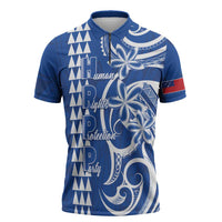 Samoa HRPP Party Zipper Polo Shirt Polynesian Pattern LT05 Blue - Polynesian Pride