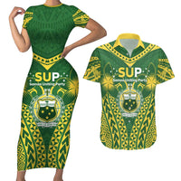 Samoa SUP Couples Matching Short Sleeve Bodycon Dress and Hawaiian Shirt Samoan Coat Of Arms - Polynesian Pride