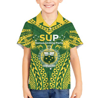 Samoa SUP Family Matching Short Sleeve Bodycon Dress and Hawaiian Shirt Samoan Coat Of Arms - Polynesian Pride