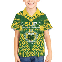 Samoa SUP Kid Hawaiian Shirt Samoan Coat Of Arms LT05 Kid Green - Polynesian Pride