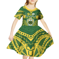 Samoa SUP Kid Short Sleeve Dress Samoan Coat Of Arms - Polynesian Pride