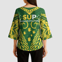 Samoa SUP Kimono Sleeve Blouse Samoan Coat Of Arms - Polynesian Pride