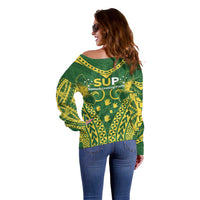 Samoa SUP Off Shoulder Sweater Samoan Coat Of Arms - Polynesian Pride