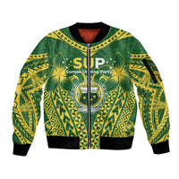 Samoa SUP Sleeve Zip Bomber Jacket Samoan Coat Of Arms - Polynesian Pride
