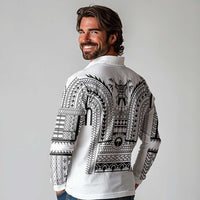 Philippines Igorot Tribal Art Tattoo White Long Sleeve Polo Shirt - Polynesian Pride