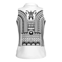 Philippines Igorot Tribal Art Tattoo White Women Sleeveless Polo Shirt - Polynesian Pride