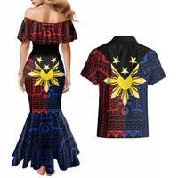 Philippines Sun Star Couples Matching Mermaid Dress and Hawaiian Shirt Igorot Tribal Inspiration - Polynesian Pride