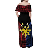 Philippines Sun Star Family Matching Off Shoulder Maxi Dress and Hawaiian Shirt Igorot Tribal Inspiration - Polynesian Pride
