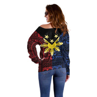 Philippines Sun Star Off Shoulder Sweater Igorot Tribal Inspiration - Polynesian Pride