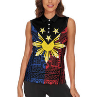 Philippines Sun Star Women Sleeveless Polo Shirt Igorot Tribal Inspiration - Polynesian Pride