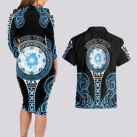 Personalized Fiji Obstacle Race 2023 Couples Matching Long Sleeve Bodycon Dress and Hawaiian Shirt Go Champion LT05 - Polynesian Pride
