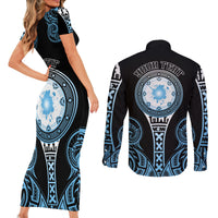 Personalized Fiji Obstacle Race 2023 Couples Matching Short Sleeve Bodycon Dress and Long Sleeve Button Shirts Go Champion LT05 - Polynesian Pride