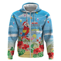 Hawaii Christmas Hoodie Funny Macaw Parrot Tropical Vibe LT05 Zip Hoodie Blue - Polynesian Pride