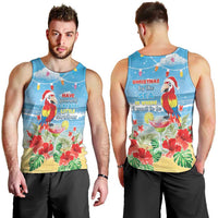 Hawaii Christmas Men Tank Top Funny Macaw Parrot Tropical Vibe
