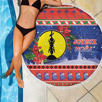 New Caledonia Christmas Beach Blanket Kanaky Poinsettia Joyeux Noel
