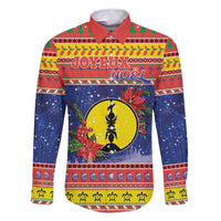 New Caledonia Christmas Family Matching Long Sleeve Bodycon Dress and Hawaiian Shirt Kanaky Poinsettia Joyeux Noel