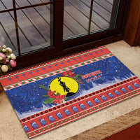 New Caledonia Christmas Rubber Doormat Kanaky Poinsettia Joyeux Noel