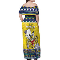 Niue The Rock Christmas Off Shoulder Maxi Dress Niuean Crab Monuina E Kilisimasi