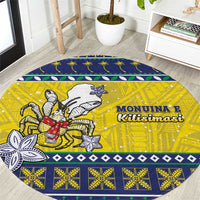 Niue The Rock Christmas Round Carpet Niuean Crab Monuina E Kilisimasi LT05 Blue - Polynesian Pride