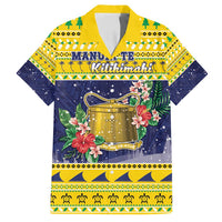 Tokelau Christmas Family Matching Long Sleeve Bodycon Dress and Hawaiian Shirt Tokelauan Badge Manuia Te Kilihimahi LT05 Dad's Shirt - Short Sleeve Yellow - Polynesian Pride