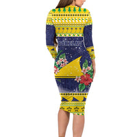 Tokelau Christmas Family Matching Long Sleeve Bodycon Dress and Hawaiian Shirt Tokelauan Badge Manuia Te Kilihimahi LT05 - Polynesian Pride