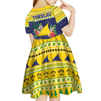Tokelau Christmas Kid Short Sleeve Dress Tokelauan Badge Manuia Te Kilihimahi