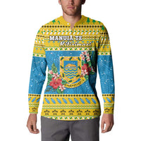 Tuvalu Christmas Button Sweatshirt Coat Of Arms Manuia Te Kilisimasi LT05 - Polynesian Pride
