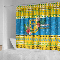 Tuvalu Christmas Shower Curtain Coat Of Arms Manuia Te Kilisimasi
