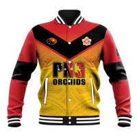Papua New Guinea Rugby Custom Baseball Jacket Go Orchids Pacific Champions LT05 Unisex Yellow - Polynesian Pride